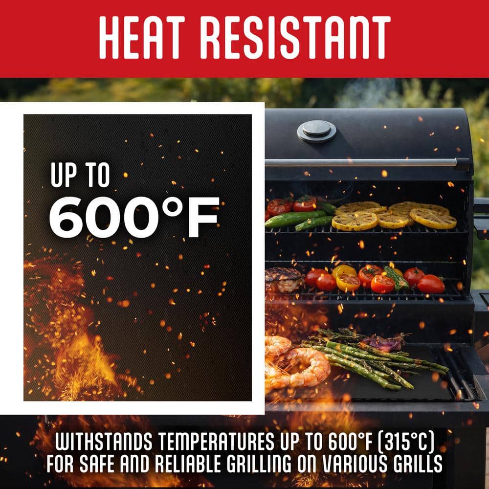 Black Heat-Resistant Non-Stick BBQ Grill Mat Set