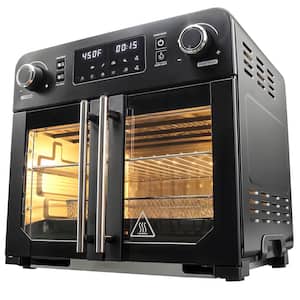 24.5 qt. Programmable 23L French Door Air Fryer Oven with 10 Menu Functions, and Interior Light, Black