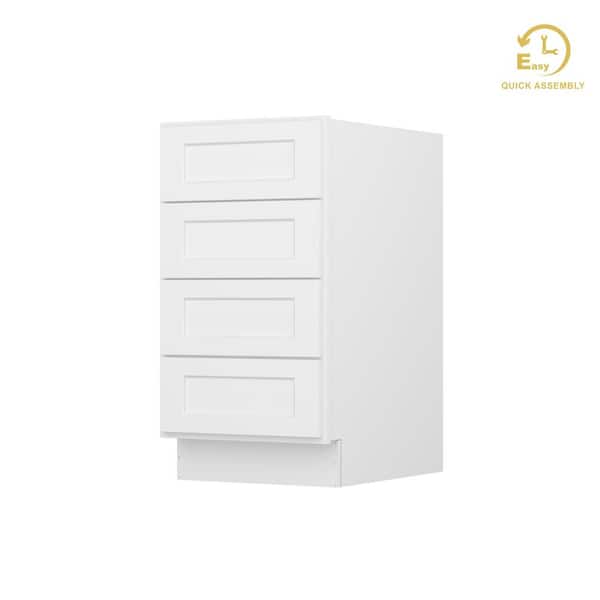 HOMLUX Easy-DIY 18 in. W x 24 in. D x 34.5 in. H in Shaker White Ready to Assemble Drawer Base Kitchen Cabinet With 4-Drawers