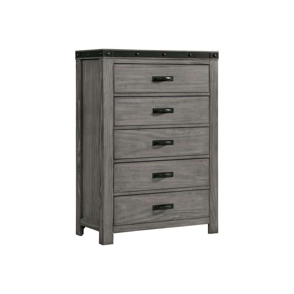 Montauk Gray 5-Drawer 34 in. Wide Chest of Drawers -  Picket House Furnishings, WE600CH