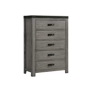 Montauk Gray 5-Drawer 34 in. Wide Chest of Drawers