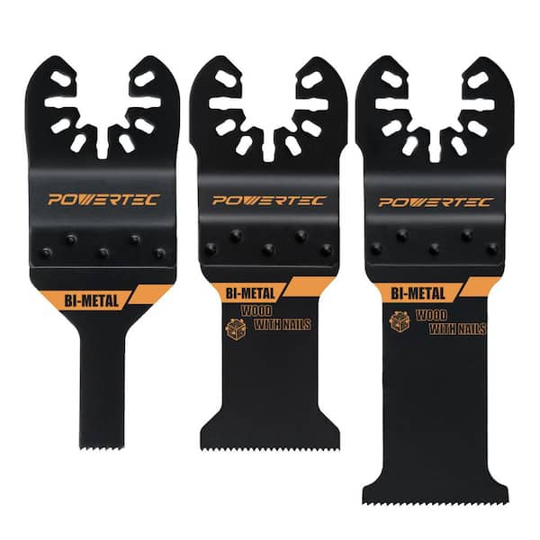 Oscillating Tool Blade Set (3-Piece), Bi-Metal Multitool Blades for Fast Wood Cutting, Detail Work and General Purpose