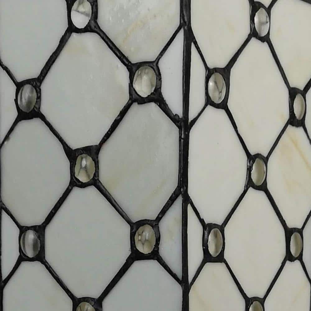 18" White Stained Glass Tiffany Style Table Lamp