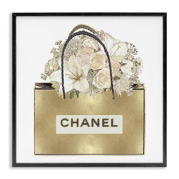 Stupell Industries Flowers in Gold Bag by Madeline Blake Black Framed Abstract Giclee Art Print 17 in. x 17 in.