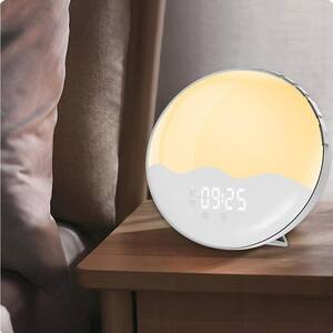 6.77 in. White Round Electronic Clock with Color Lights and Sleep Aid Function