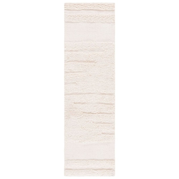 Kenya 2 ft. x 8 ft. Ivory Flokati High-Low Runner Rug