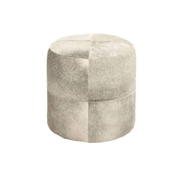 Photo 1 of 16 in. Grey Leather Glam Ottoman