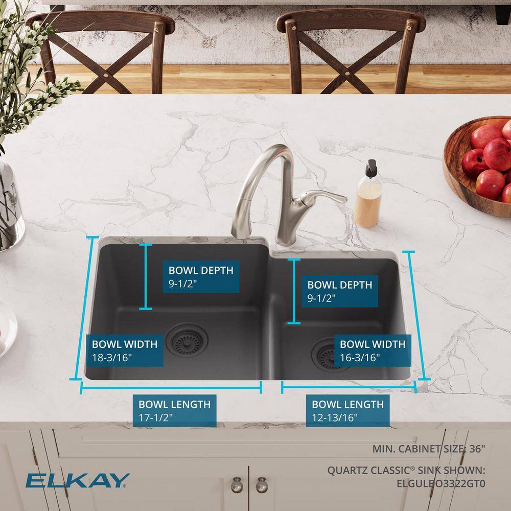 Graphite Quartz Double Bowl Undermount Kitchen Sink