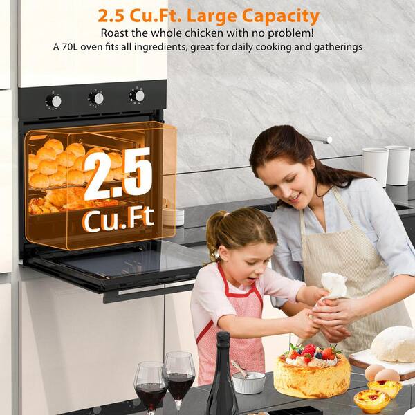 Garvee - 24 in. Single Electric Built-in Wall Oven with Convection in Stainless Steel, 240V 3000W