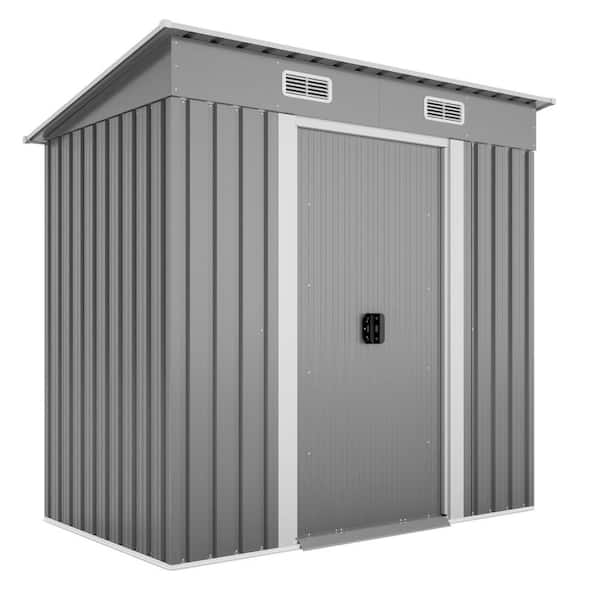 TIRAMISUBEST 4 ft. W x 6 ft. D Outdoor Storage Metal Shed Lockable Metal Garden Shed for Backyard Outdoor (24 sq. ft.)