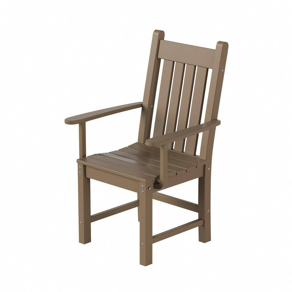 Laguna Weathered Wood Patio Dining Armchair with Contoured Comfort