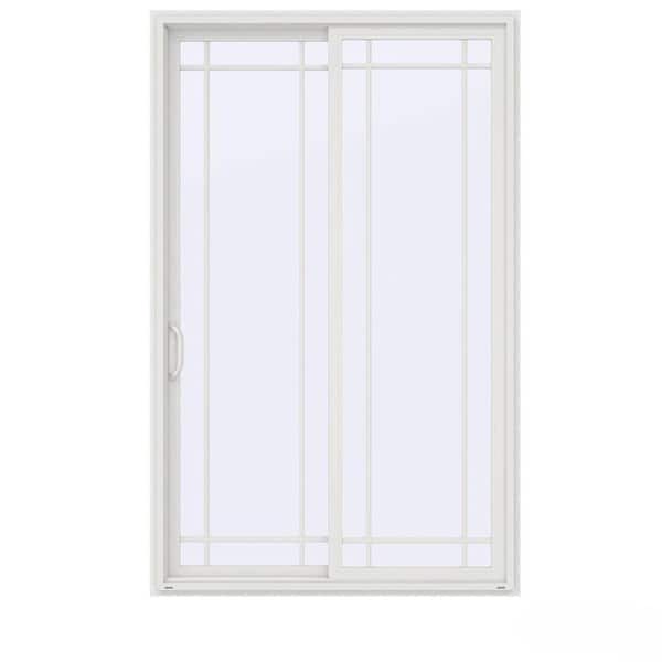JELD-WEN 60 in. x 96 in. V-4500 Contemporary White Vinyl Left-Hand 9 Lite Sliding Patio Door