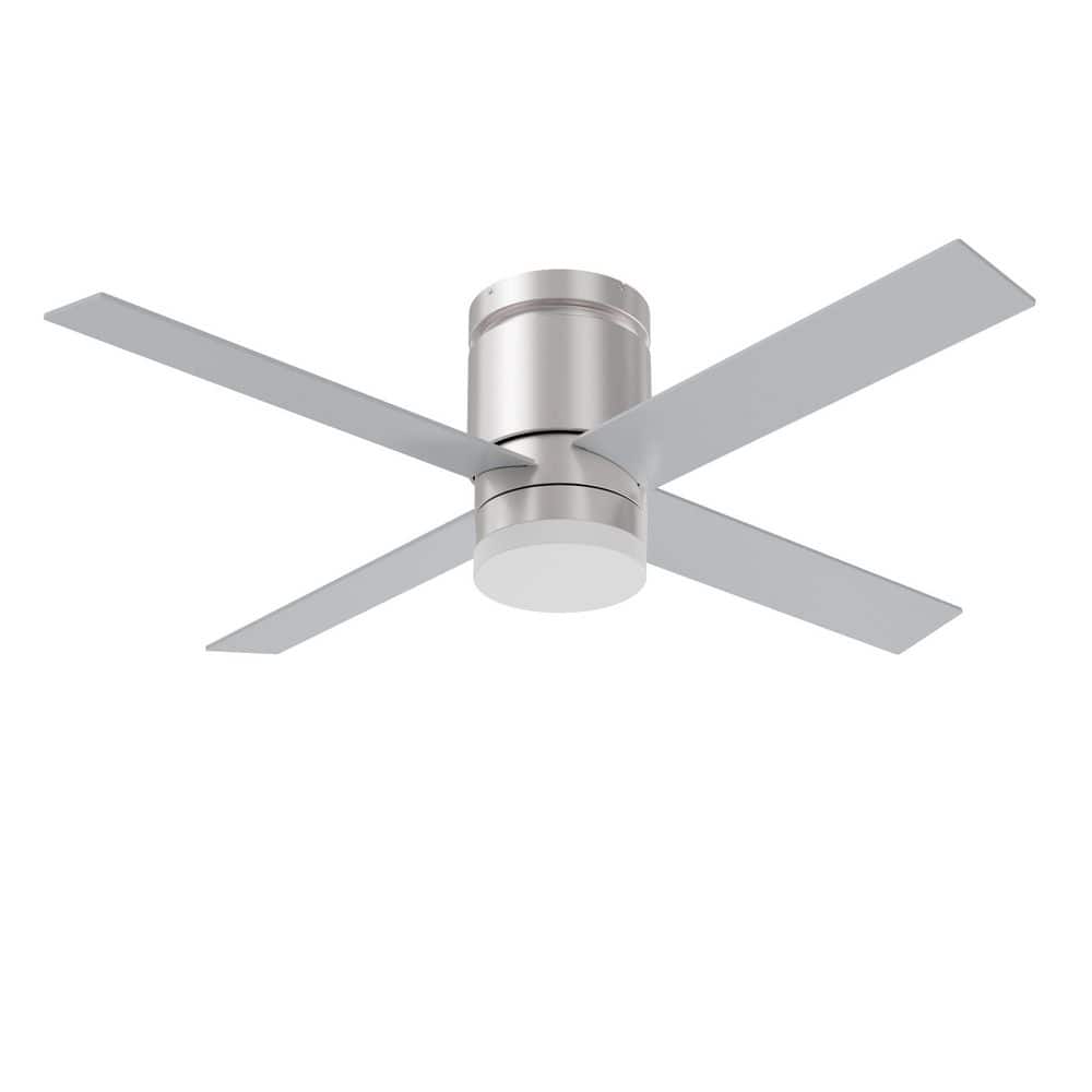 52 in. Satin Nickel Silver Flush Mount Fandelier Ceiling Fan with Integrated LED Included with Remote Included price history on PriceWatchPro