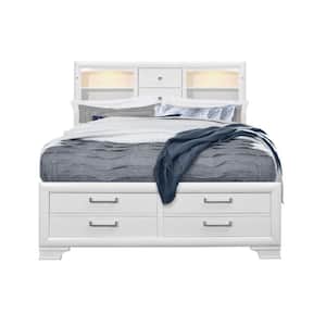 Charlie White Full Panel Bed with 6-Drawers