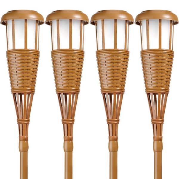 Newhouse Lighting Bamboo Solar Island Torch (4-Pack)