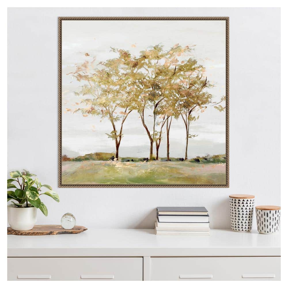 Golden Acre Wood Abstract Canvas Print with Bronze Floater Frame