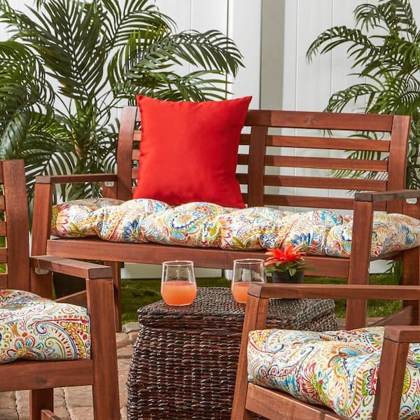 Greendale Home Fashions Jamboree Paisley Rectangle Outdoor Bench Cushion Oc5812 The Depot - Home Depot Patio Bench Cushions