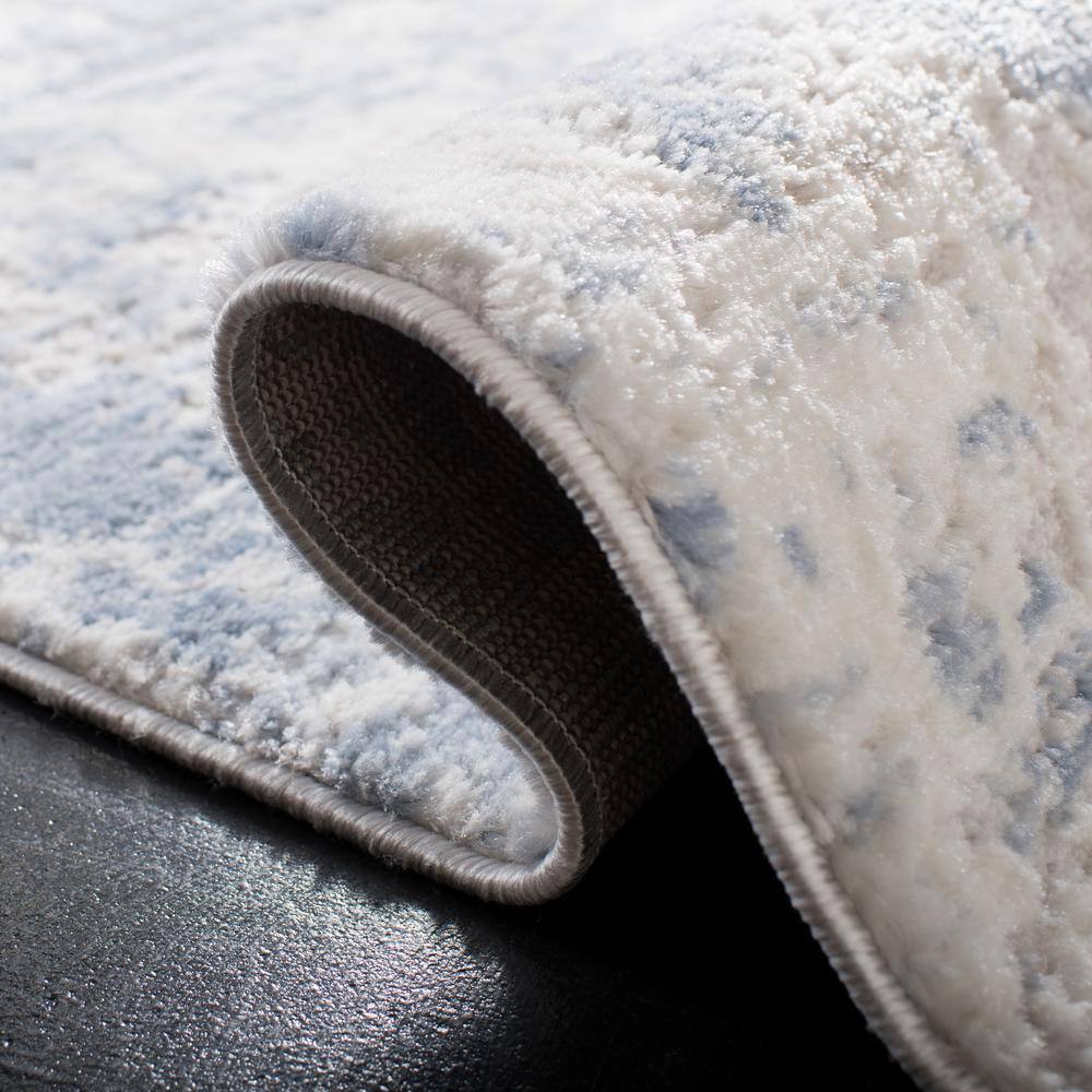 Amelia Grey and Blue Synthetic Runner Rug - 2'2" x 14'