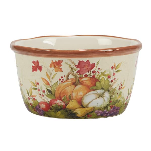 Certified International Harvest Blessings 21.09 fl. oz. Assorted Colors Earthenware Ice Cream Bowls (Set of 4)