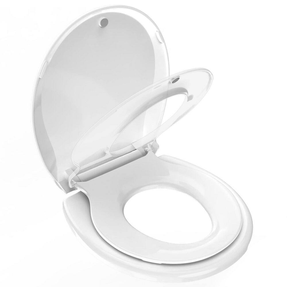 16.5 in. L x 14.1 in. W Round Toilet Seat with Built-in Toddler Training Seat, Family Friendly Bathroom Accessory, White price history on PriceWatchPro
