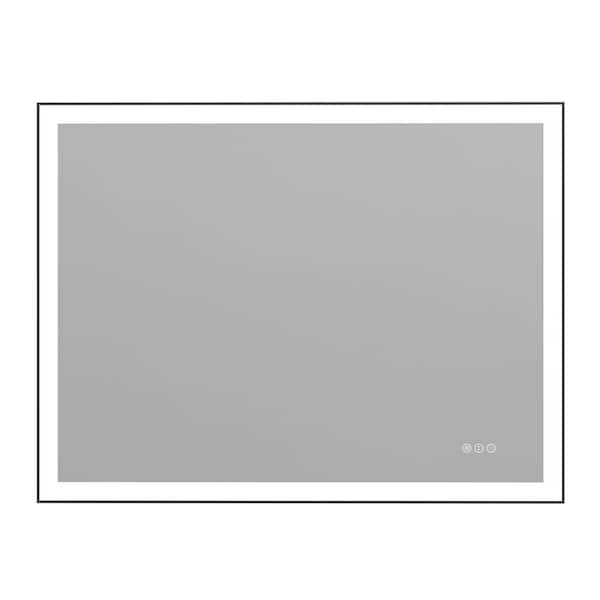 40 in. W x 30 in. H Large Rectangular Framed Anti-Fog Wall-Mounted LED Bathroom Vanity Mirror in Tempered Glass