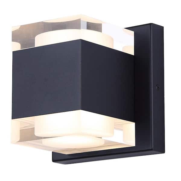 Black Outdoor Hardwired Coach Sconce with Integrated LED and 3CCT Switch, 1400 Lumens, 20-Watt, 1400 Lumens
