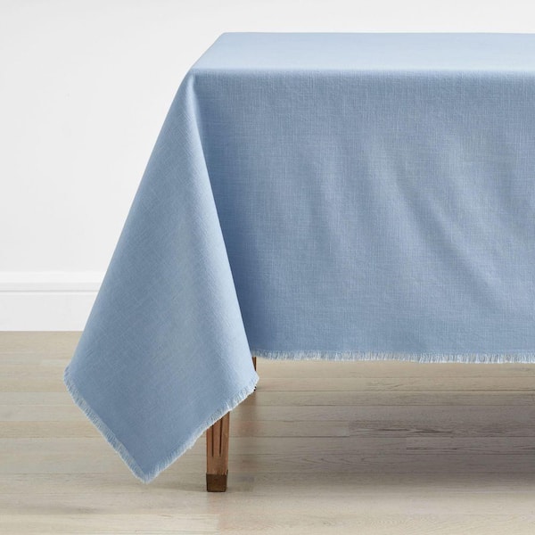Company Cotton Solid Fringe 70 in. W x 120 in. L Pale Blue Tablecloth