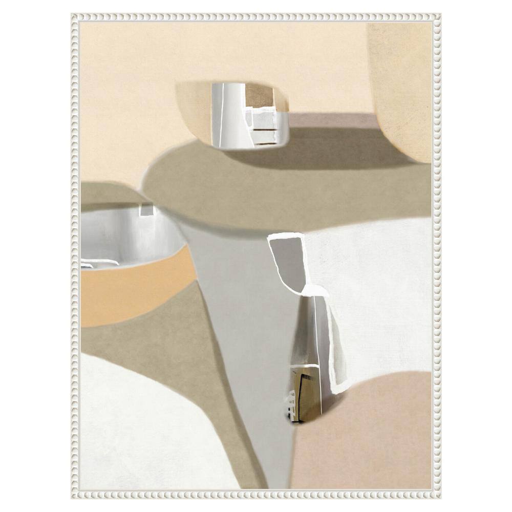 Sylvie Beaded White Abstract Canvas Framed Wall Art 23 x 30