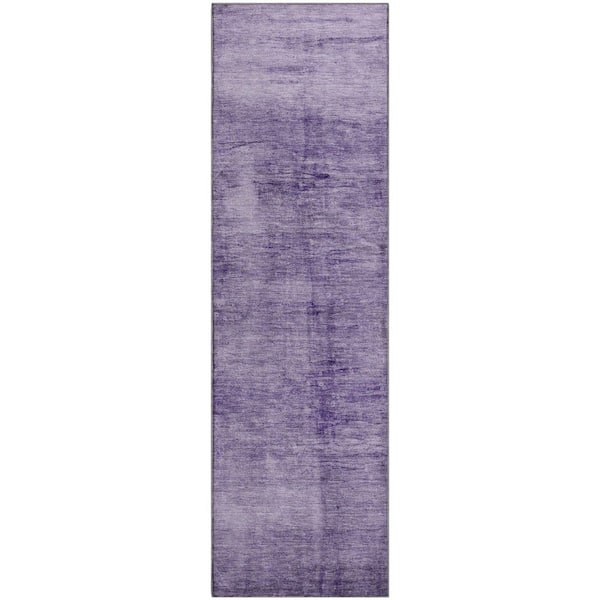 Mayfield Premium Machine Washable Abstract AMF1884 Purple 2 ft. 3 in. x 7 ft. 6 in. Runner Rug