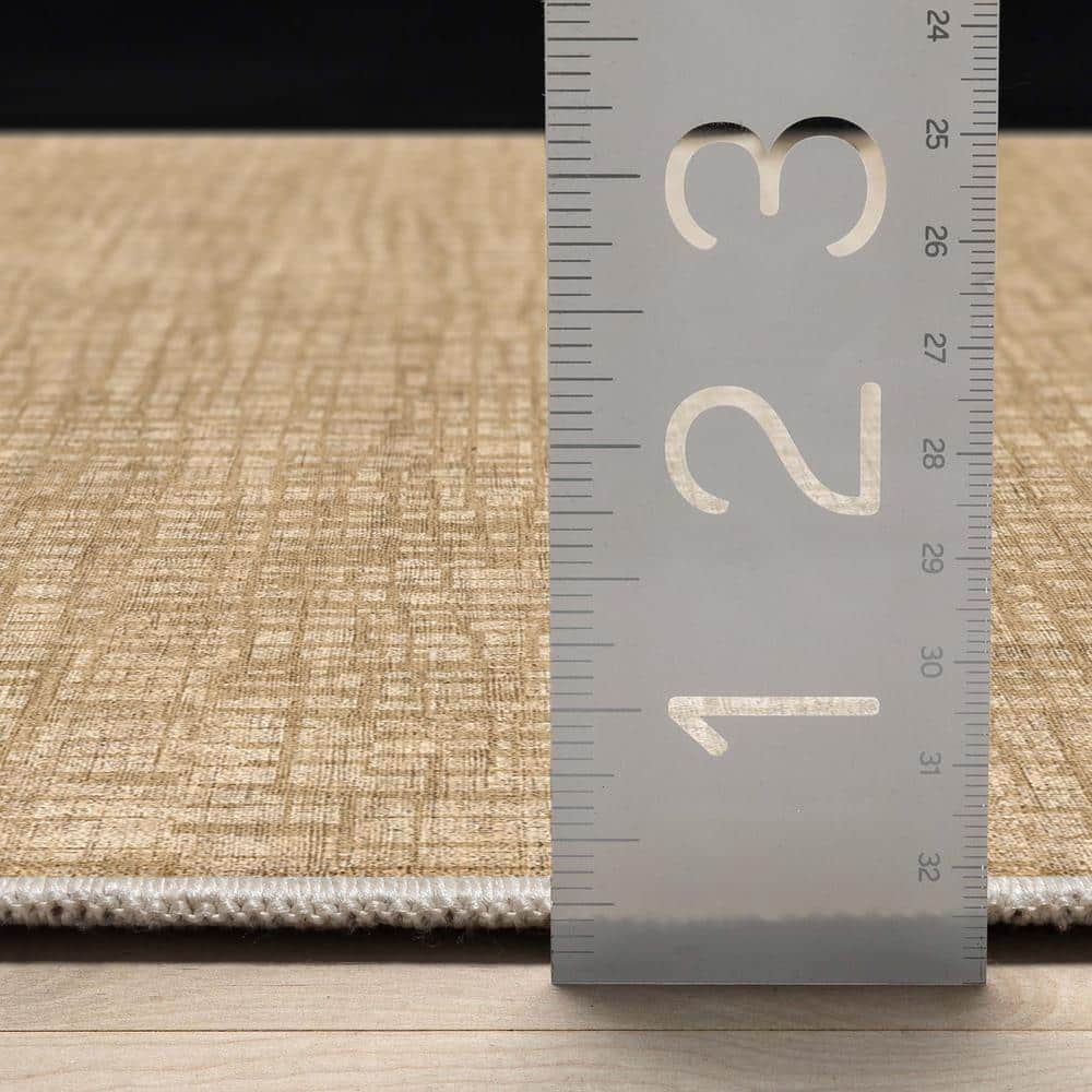 Beige Abstract Synthetic Flat-Woven 5'3" x 7'3" Area Rug