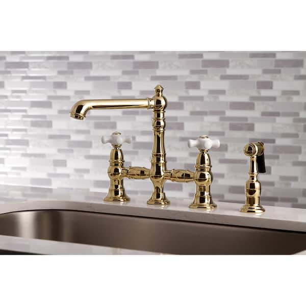 Kingston Brass English Country 2-Handle Bridge Kitchen Faucet with