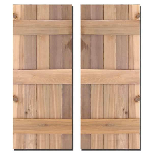 Design Craft MIllworks 15 in. x 36 in. Natural Cedar Board-N-Batten Baton Shutters Pair