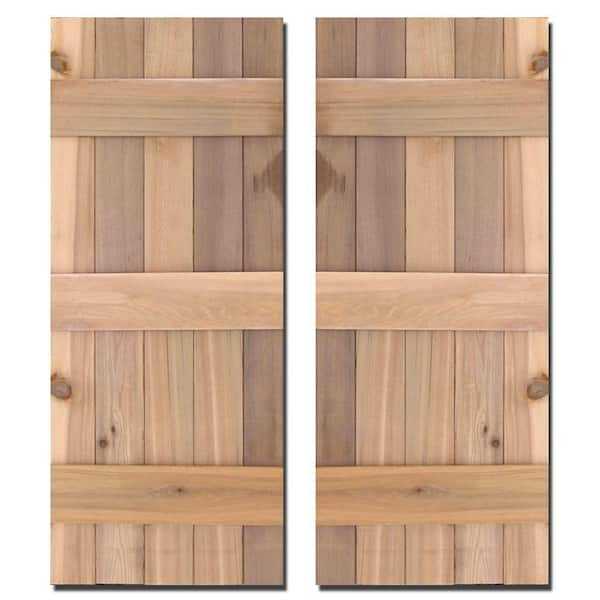 Design Craft MIllworks 15 in. x 39 in. Natural Cedar Board-N-Batten Baton Shutters Pair