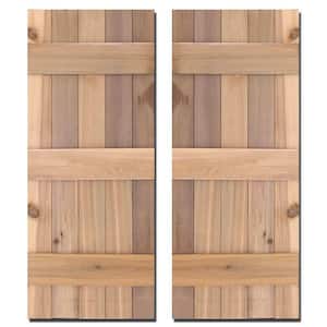 12 in. x 43 in. Natural Cedar Board-N-Batten Baton Shutters Pair