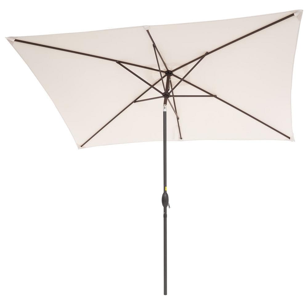 6.5 ft. x 10 ft. Steel Market Tilt Patio Umbrella in White