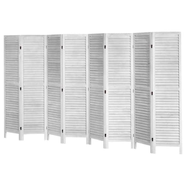 8-Panel Wood Room Divider, Folding Privacy Screen, 66.9 in. Wooden Partition for Home, Office, Bedroom White
