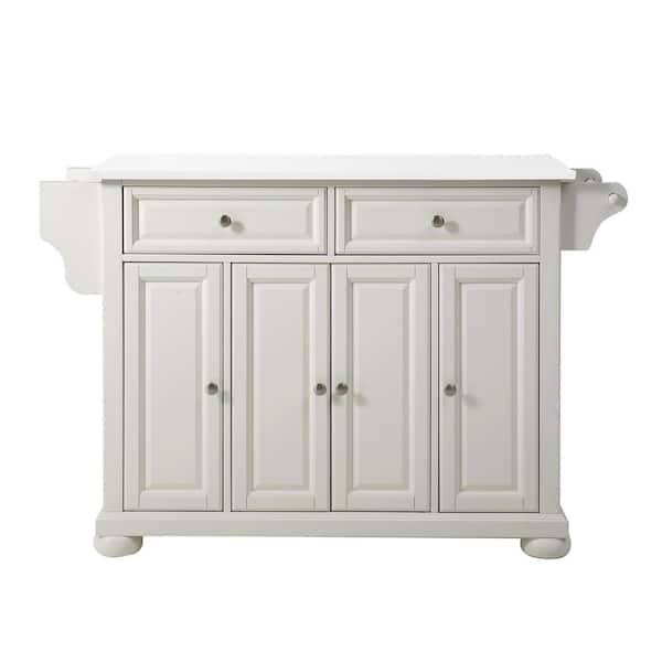 CROSLEY FURNITURE Alexandria White Kitchen Island with White Granite Top