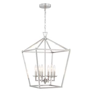 Alfa 16 in. 6-Light Brushed Nickle Finish Caged Pendant Light