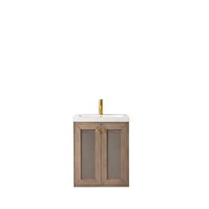 Chianti 20 in. Single Bath Vanity in Whitewashed Walnut with Resin Vanity Top in White Glossy with White Basin