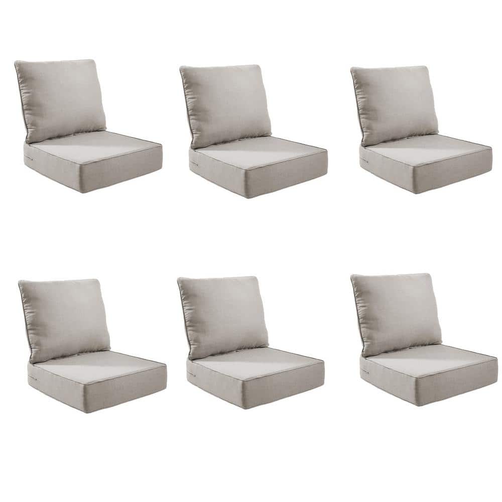 Modern 24 in. x 24 in. x 6 in. 12-Piece Deep Seating Outdoor Lounge Chair Thick Cushion Set in Beige (6-Set) price history on PriceWatchPro