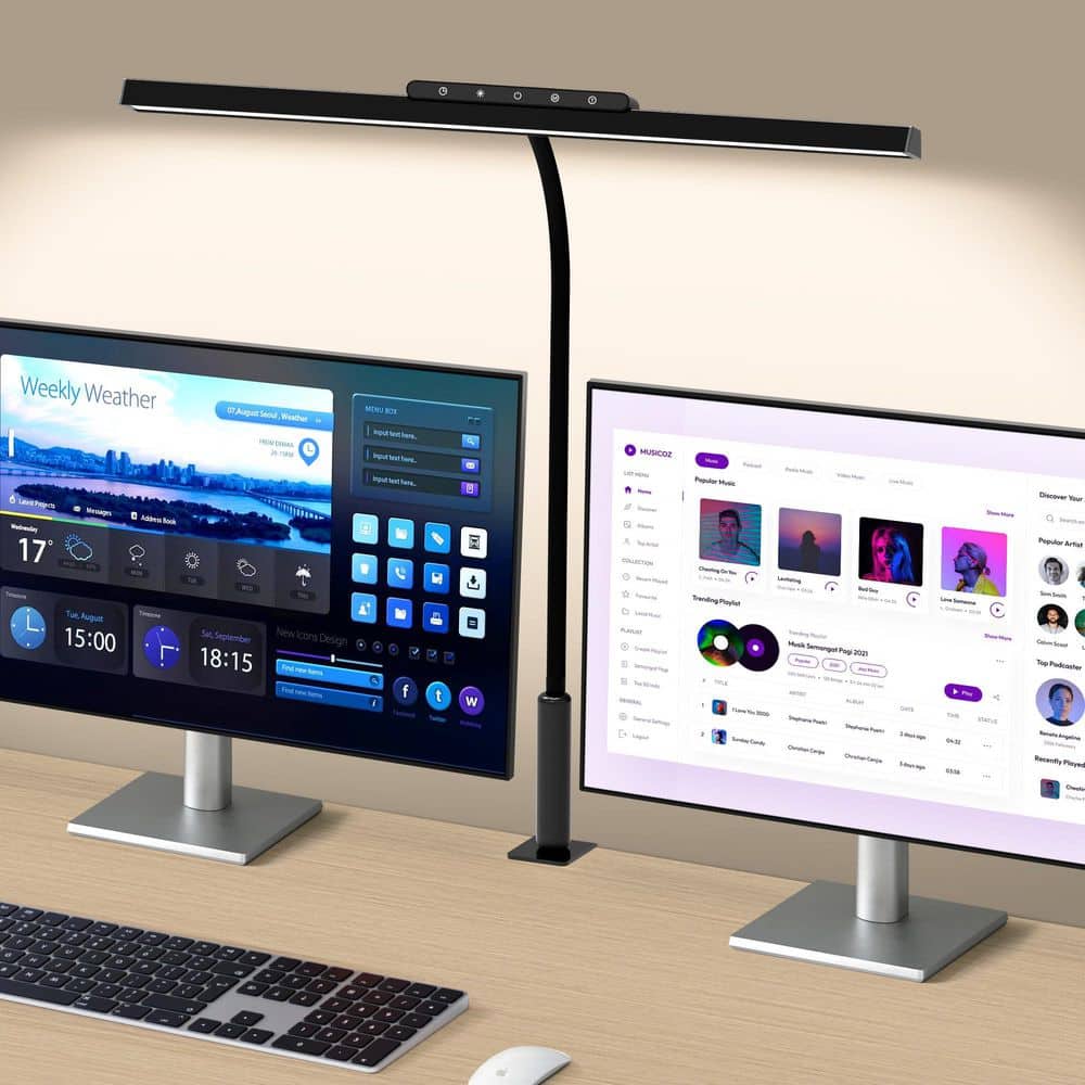 BeamBox 29.5 in. 12W Black Clip on Desk Lamp with 3-Color Modes