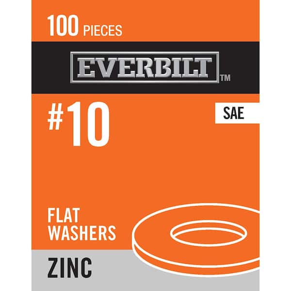 Everbilt #10 Zinc Flat Washer (100-Pack)
