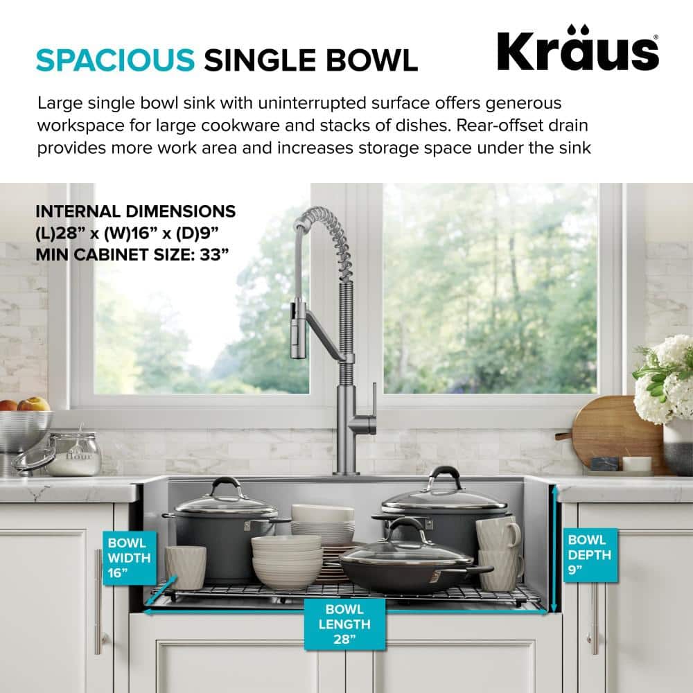 Kore 30-Inch Stainless Steel Drop-In Single Bowl Kitchen Sink
