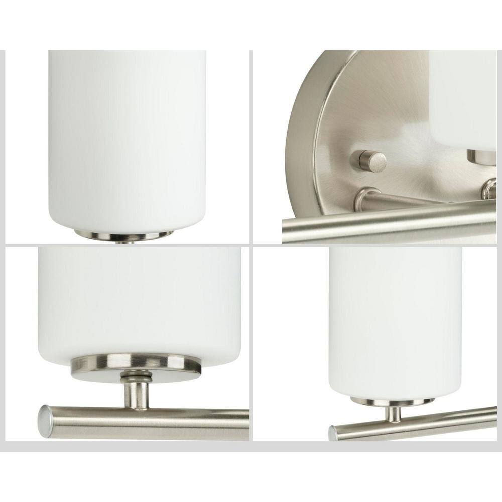 Brushed Nickel 2-Light Bath Vanity with Porcelain Shades