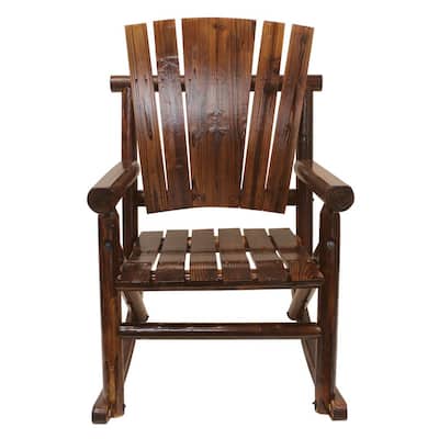 Char-log Wood Outdoor Rocking Chair -Plain Back