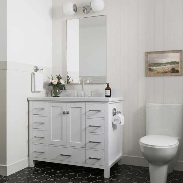 Ariel Cambridge 43 In. W X 22 In. D X 36 In. H Vanity In White With 