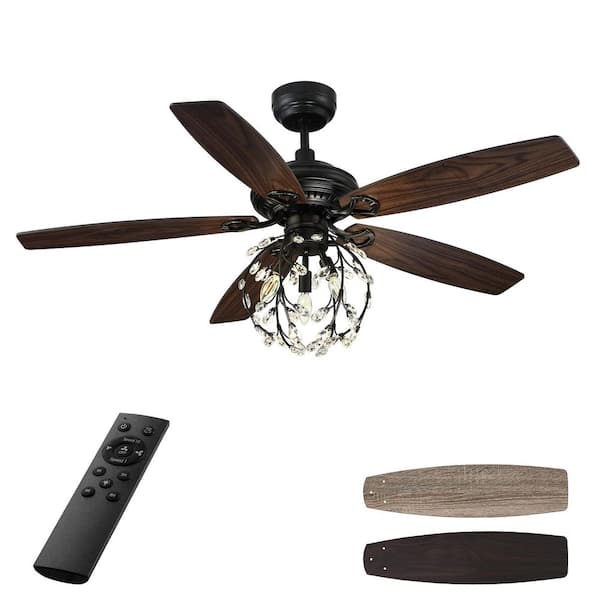 CARRO Henderson 52 in. LED Indoor Black DC Motor Chandelier Ceiling Fan with Light Kit and Remote Control