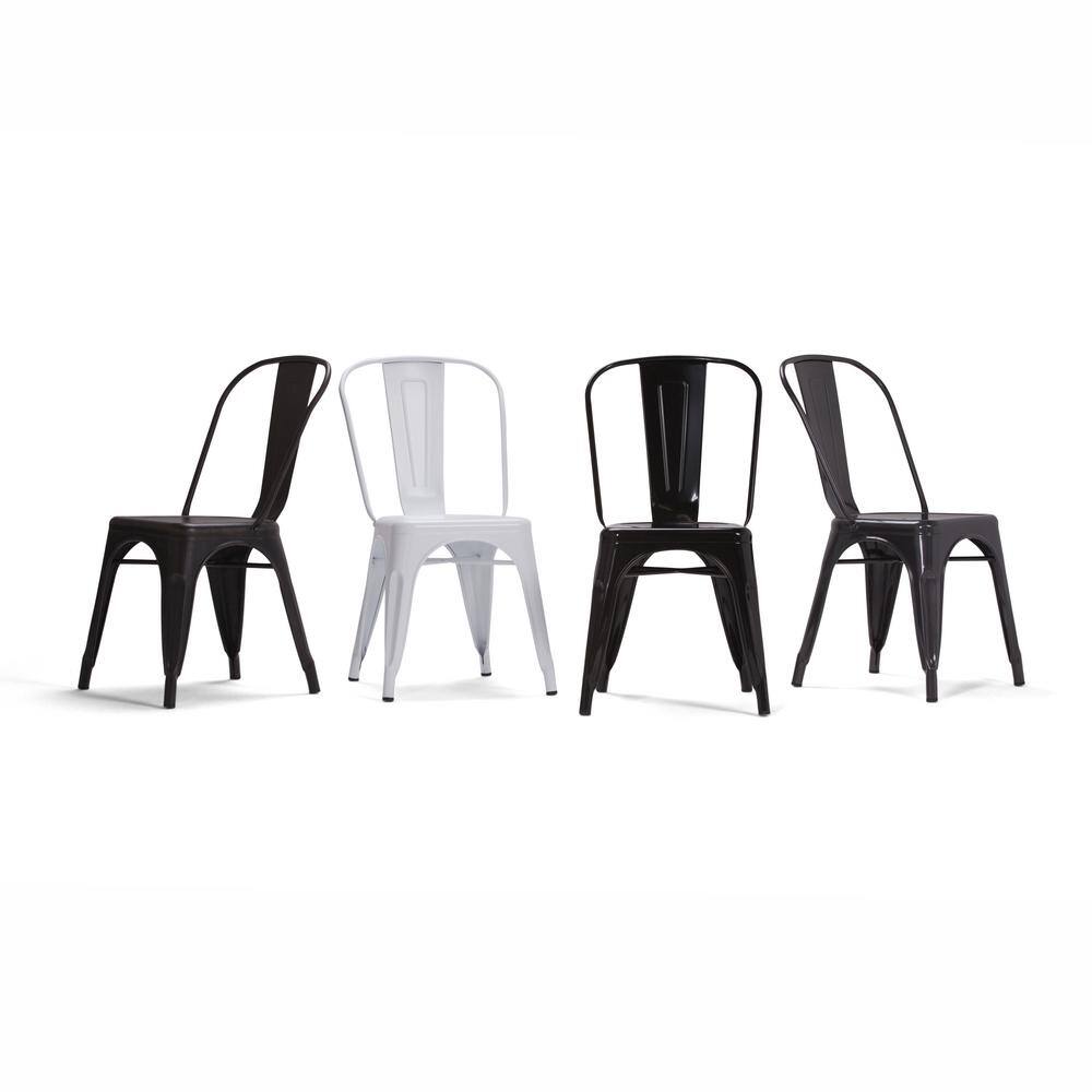 Distressed Black and Copper Metal Stacking Side Chair Set