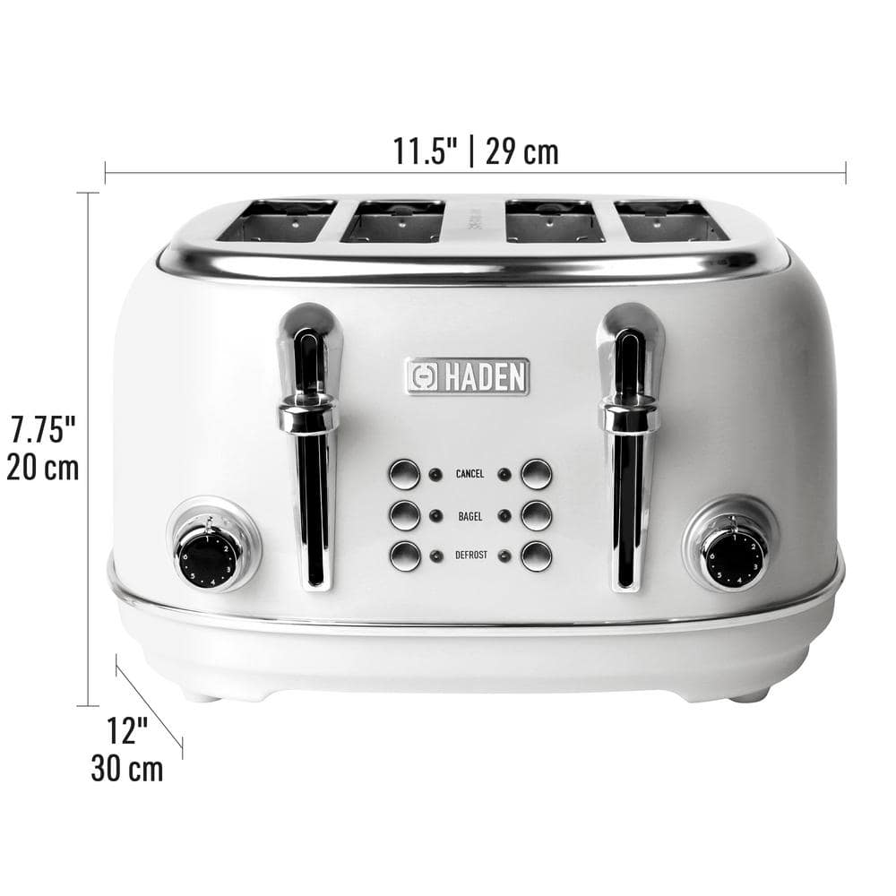 Ivory 4-Slice Wide Slot Stainless Steel Toaster with Crumb Tray