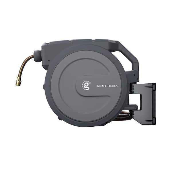 Giraffe Tools Garden Retractable Hose Reel-5/8 in.-90 ft., Wall Mounted, Dark Grey